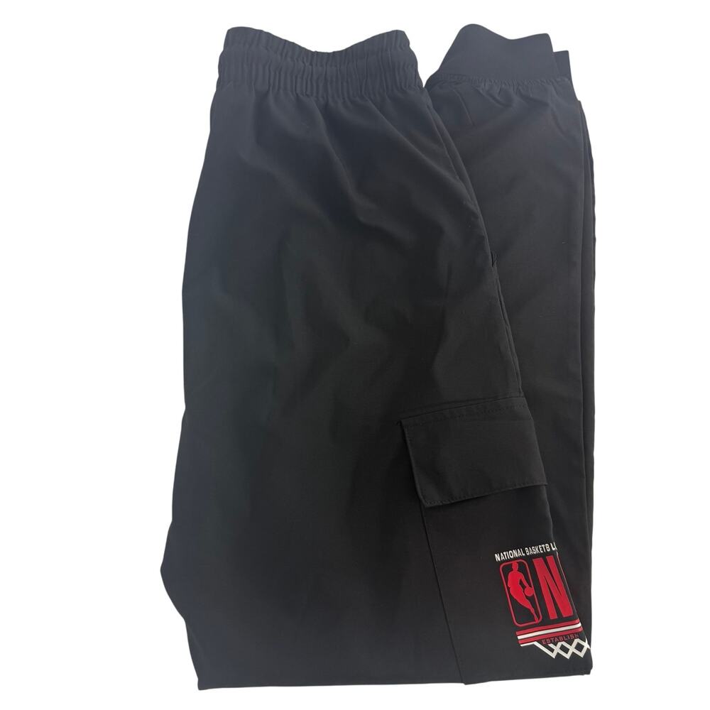 NBA Basketball Mens Adjustable Active Waistband Logo Black Jogger Pants Small